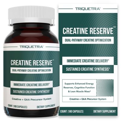 Creatine Reserve - Creatine Monohydrate Plus GAA for Mind, Muscle & Energy Support - Dual Pathway Delivery Creatine Supplement for Women & Men - Active B Vitamins & Taurine, Non-GMO (1 month supply)