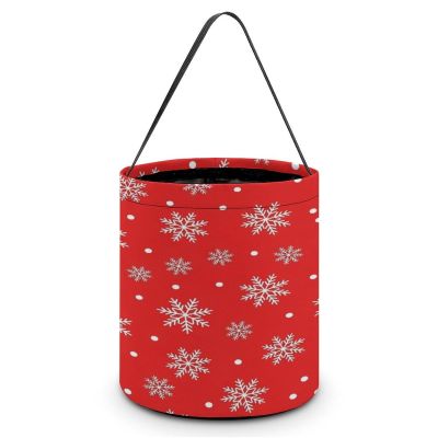 100% BLUE COLLAR Halloween Trick or Treat Bags Halloween Treating Baskets Sweet Bags Multipurpose Reusable Goody Buckets (Snowflake Christmas Red)