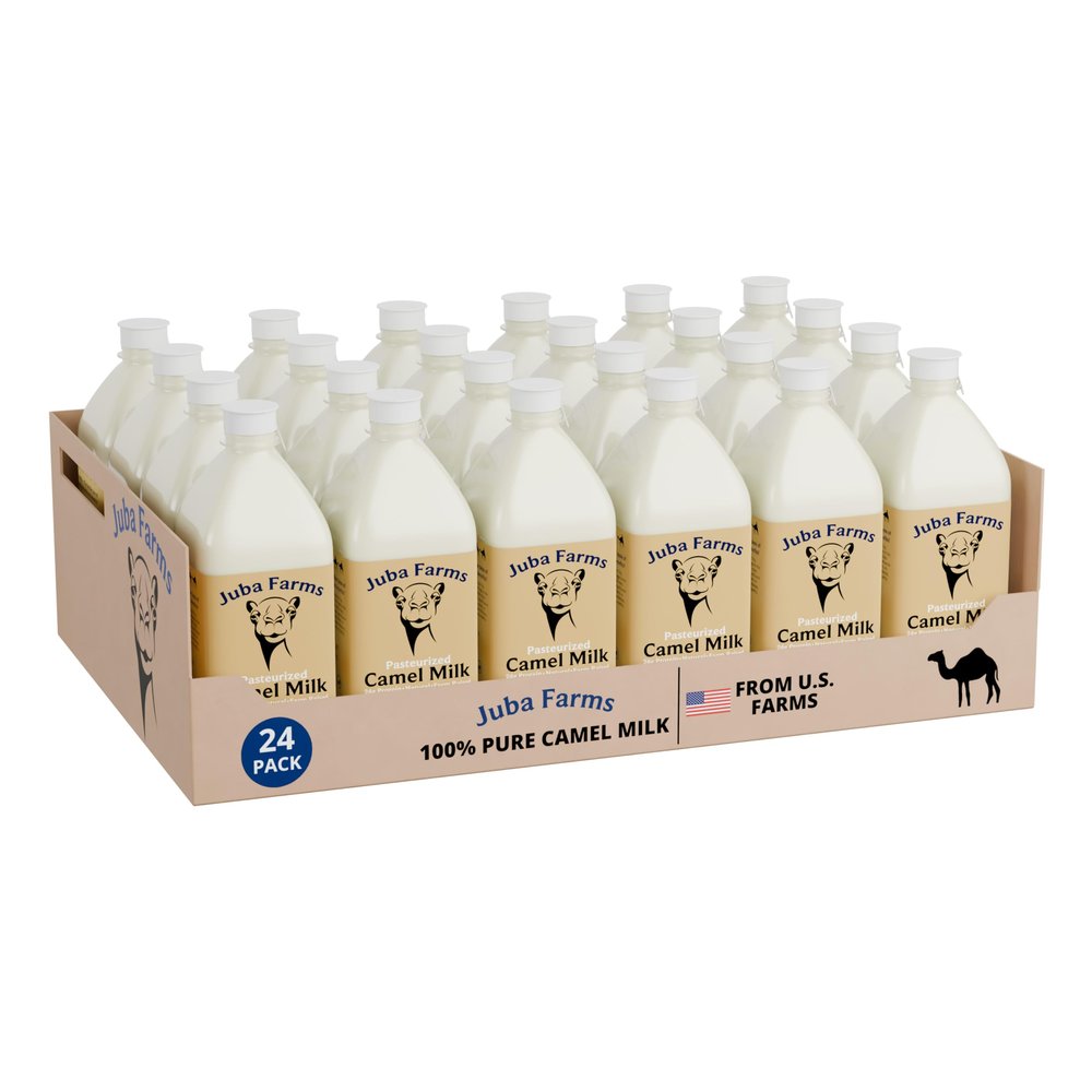 100% Natural 1 Liter Camel Milk Grade A, Fresh Frozen Pints Pure & Nutritious, Lightly Pasteurized From U.S. Camel Dairy (24 Pack)
