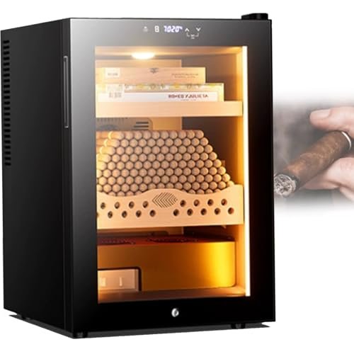50L Electric Cigar Humidor with Temperature Control, Spanish Cedar Shelves, Hygrometer & Dual Cooling/Heating System for Men