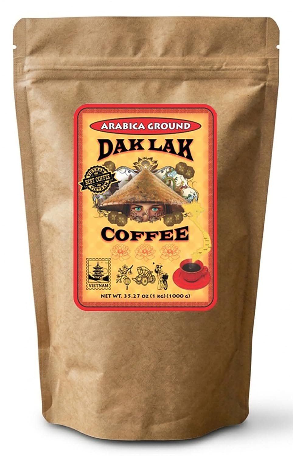 100% Dak Lak Vietnamese Coffee (Arabica Ground, 1 Kilo Bag)