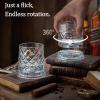 360 Degree Spinning Whiskey Glass, Rotating Crystal Whiskey Tumbler for Bourbon & Cocktails, Stress Relief Rotating Whiskey Glass for Bar, Home & Gifting (E) view 2