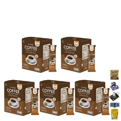 13 in 1 Much Mellow Delicious TruVitar Coffee Instant Mix Powder Snack 10 Sachets/Box (of 5) Roasted Intense Good Shape By Beautygoodshop [Get Free For You Beauty Gifts]