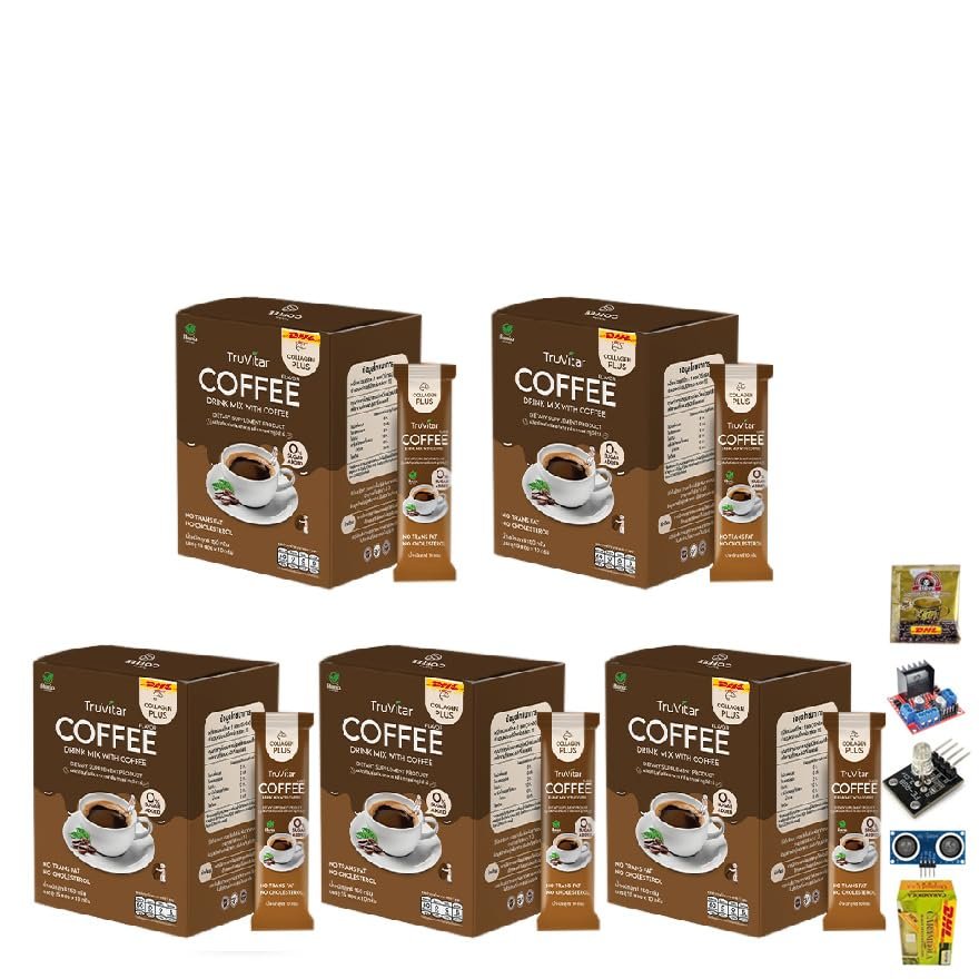 13 in 1 Much Mellow Delicious TruVitar Coffee Instant Mix Powder Snack 10 Sachets/Box (of 5) Roasted Intense Good Shape By Beautygoodshop [Get Free For You Beauty Gifts]