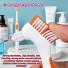 Denture Brush 2-Pack - Dual Head Denture Cleaner with Angled Bristles & Non-Slip Handle | Soft Nylon Brushes for Dentures, Retainers & Night Guards | Denture Care Kit for Seniors (orange/purple) view 2