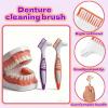 Denture Brush 2-Pack - Dual Head Denture Cleaner with Angled Bristles & Non-Slip Handle | Soft Nylon Brushes for Dentures, Retainers & Night Guards | Denture Care Kit for Seniors (orange/purple) view 4