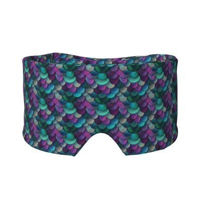 Winter Sleep Mask for Adult Side Sleepers Purple Turquoise Sparkling Mermaid Scales Pattern, Silky Soft Polyester Eye Ear Cover, Light Blocking Blindfold for Home Travel