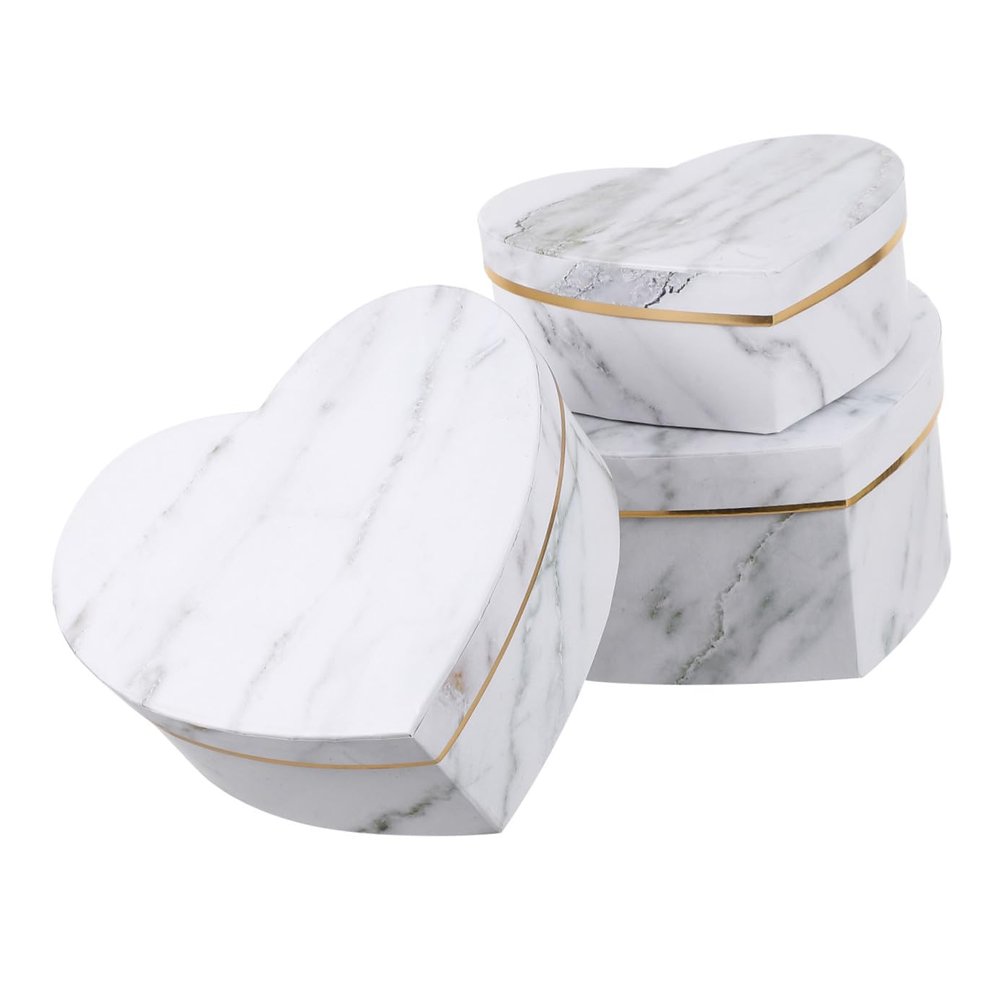 Abaodam Heart-Shaped Box Set 3Pcs Confectionery Packing Box with Lid Flower Storage Container for Valentines Day Present Packaging and Birthday Treats
