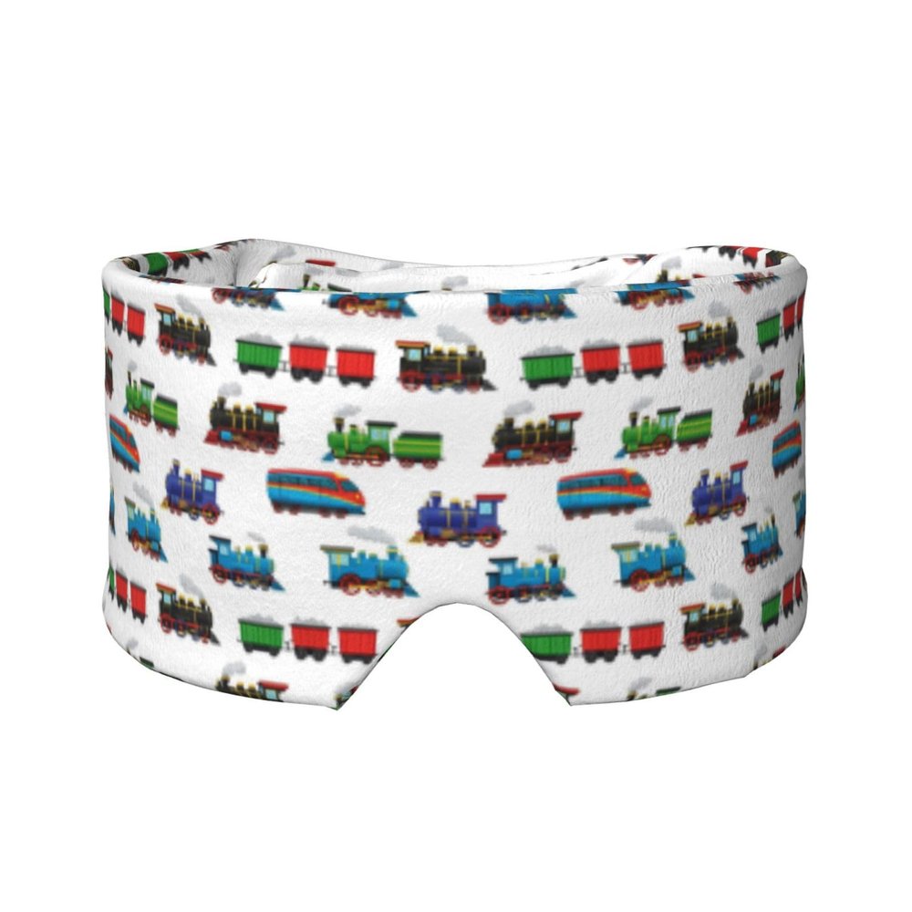 Polyester Thermal Sleep Mask Train Pattern Cartoon, Machine Washable Breathable Design, Light Blocking Pressureless Blindfold for Home Travel