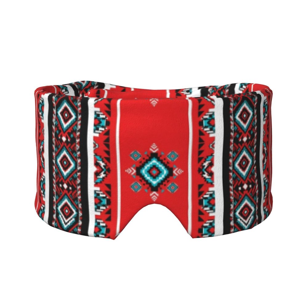 Adjustable Velcro Sleep Mask Aztec Ethnic Tribal Native American Indian Navajo, Ultra Soft Blackout Eye Ear Cover, Zero Pressure Warm Blindfold for Airplane Work Nap