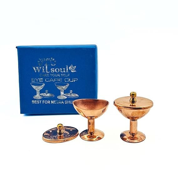 WITSOUL Copper Eye Wash Cups for Ayurvedic Eye Care, Rinses Dirt Irritants, & Pollutants from Eyes Pcs of 2