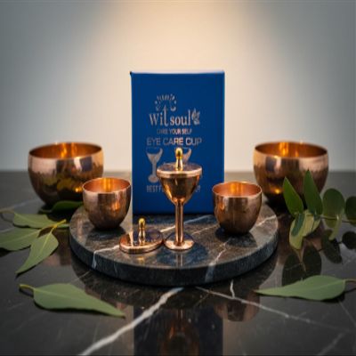 WITSOUL Copper Eye Wash Cup for Netra Sudhhi, Ayurvedic Eye Care, Rinses Dirt Irritants, & Pollutants from Eyes