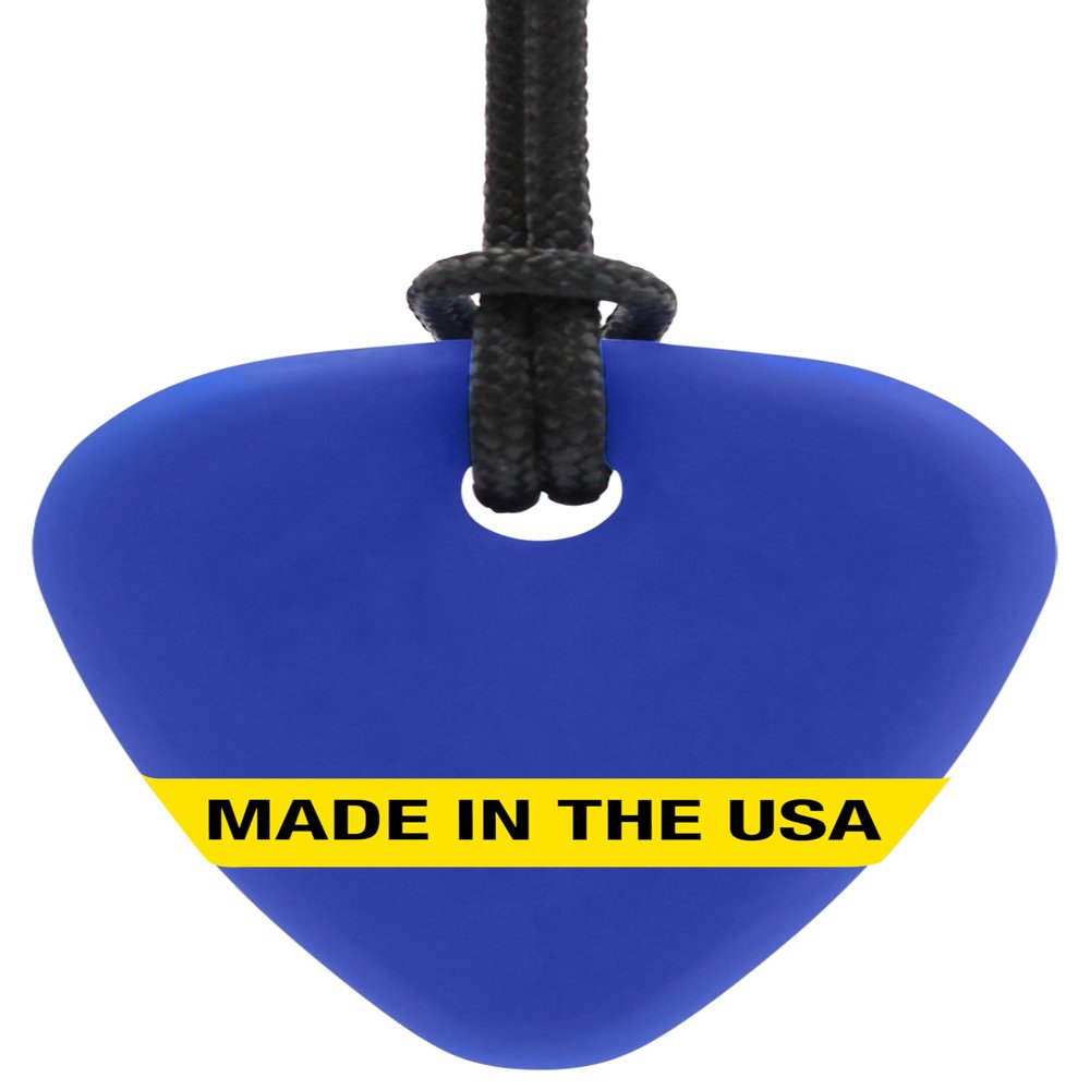 ARK Guitar Pick Small Thin Chew Necklace, Chew Necklaces for Sensory Kids and Adults, Oral Fidget for Autism, ADHD, SPD, Anxiety, Medical-Grade Sensory Chew Necklace, Standard, Softest, Dark Blue