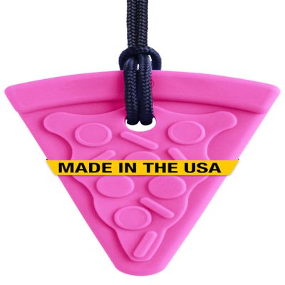 ARK Pizza Textured Chew Necklace, Chew Necklaces for Sensory Kids and Adults, Oral Fidget for Autism, ADHD, SPD, Anxiety, Medical-Grade Sensory Chew Necklace, XT, Firm, Hot Pink