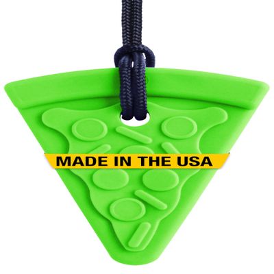 ARK Pizza Textured Chew Necklace, Chew Necklaces for Sensory Kids and Adults, Oral Fidget for Autism, ADHD, SPD, Anxiety, Medical-Grade Sensory Chew Necklace, XT, Firm, Lime Green