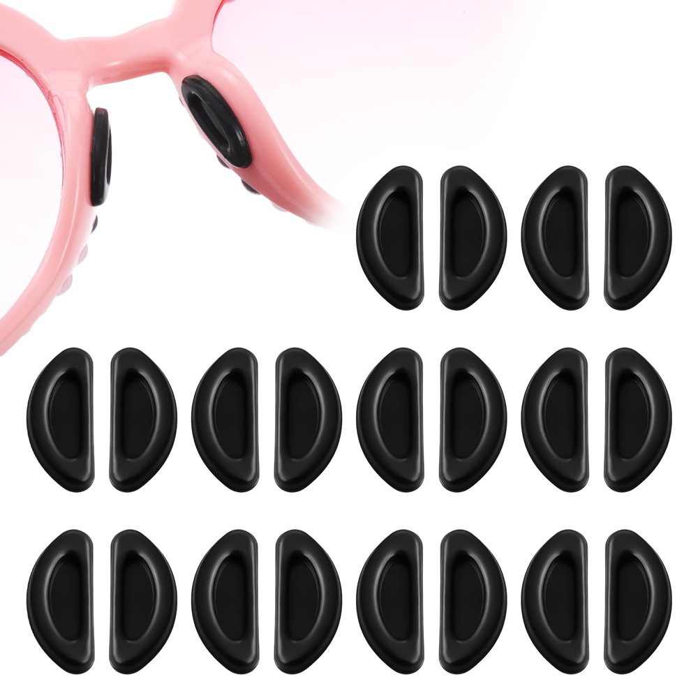 10 Pairs Eyeglass Nose Pads Non-Slip Stick On Glasses Nose Pieces Pad Soft Silicone Glasses Noses Grips for Eyeglass Sunglasses(Black)