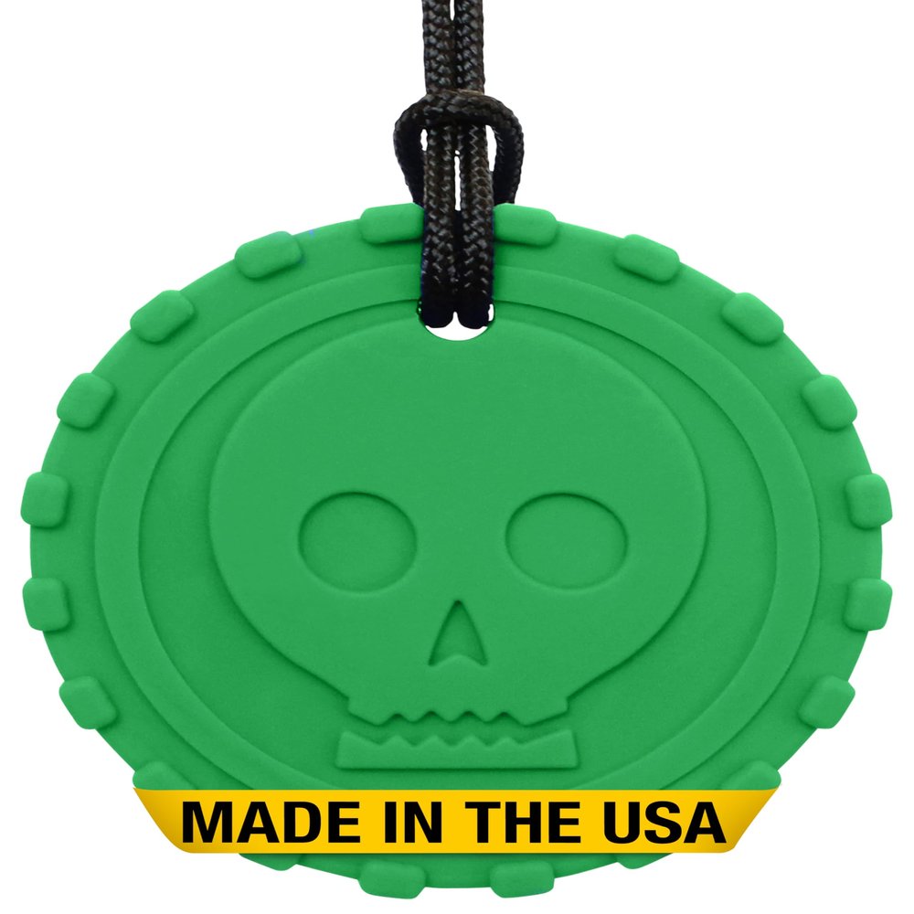 ARK Pirate Coin Chew Necklace, Chew Necklaces for Sensory Kids and Adults, Oral Fidget for Autism, ADHD, SPD, Anxiety, Medical-Grade Sensory Chew Necklace, XXT, Very Firm, Forest Green