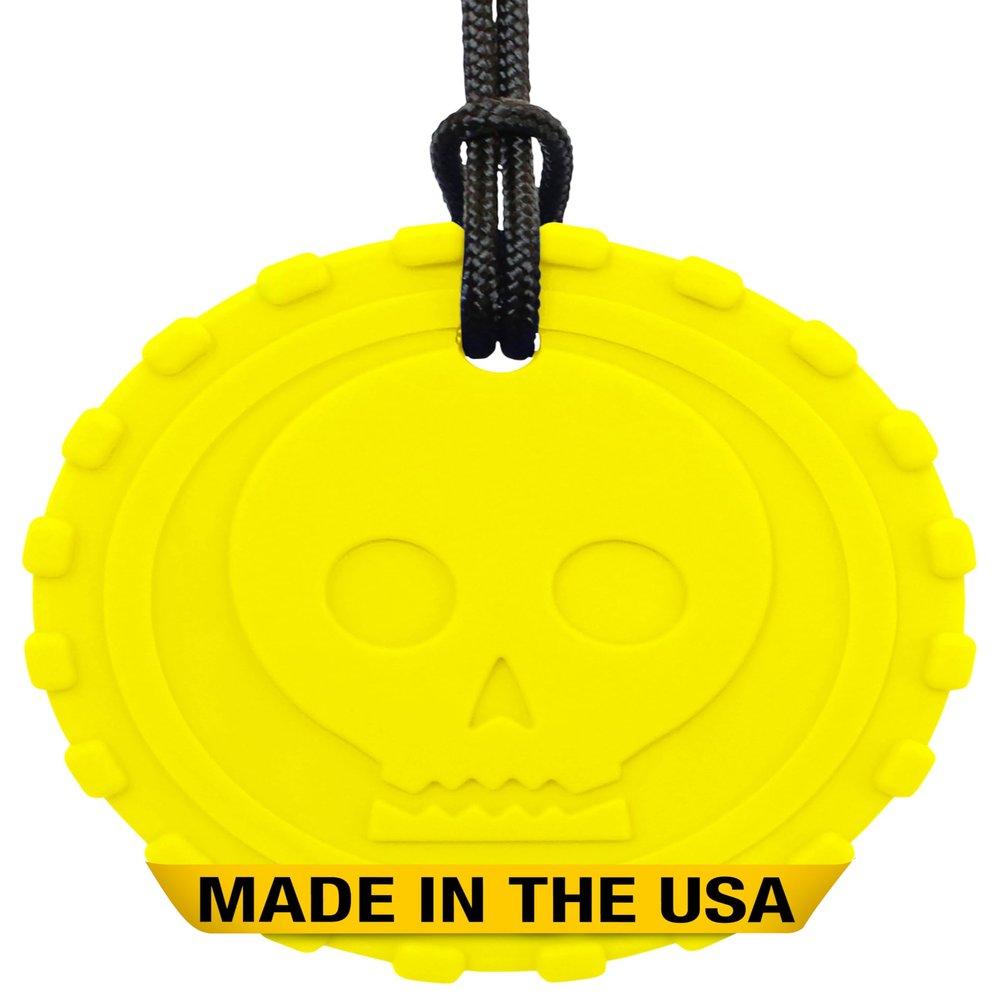 ARK Pirate Coin Chew Necklace, Chew Necklaces for Sensory Kids and Adults, Oral Fidget for Autism, ADHD, SPD, Anxiety, Medical-Grade Sensory Chew Necklace, Standard, Softest, Yellow