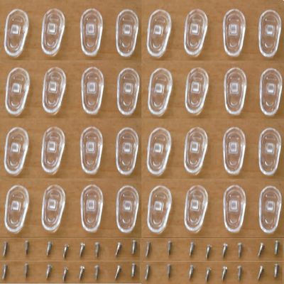 3 4 6 8 16 32 Pcs Soft Eyeglasses Nose Pads Pieces + 3 4 6 8 16 32 Pcs Screw in Silicone Comfort Anti Slip Flexible Nose Pieces for Glasses Sunglasses Replacement Part (_32 Pcs Pads+32 Pcs Screws)