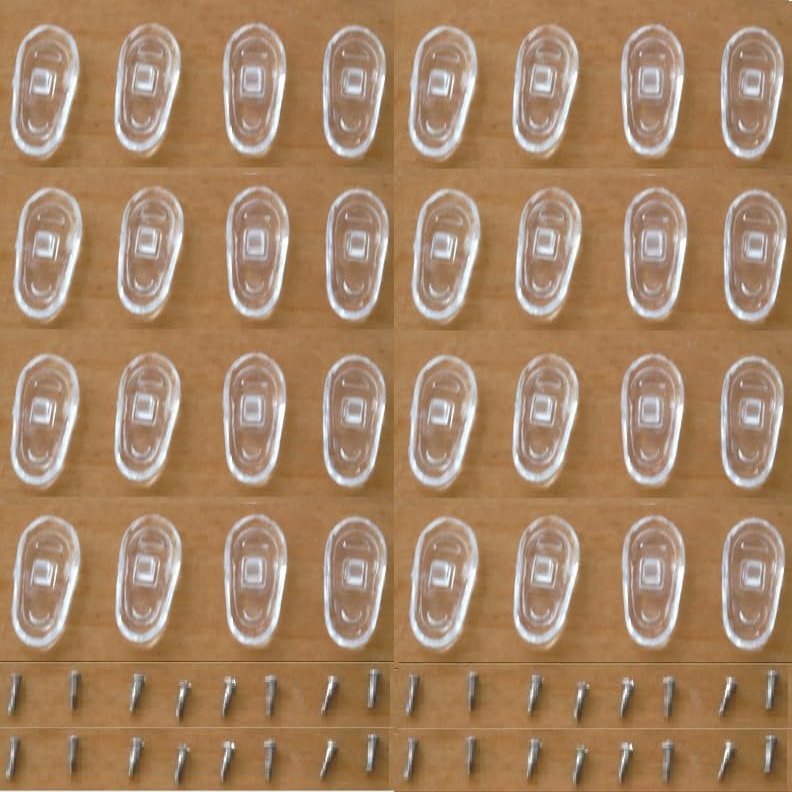 3 4 6 8 16 32 Pcs Soft Eyeglasses Nose Pads Pieces + 3 4 6 8 16 32 Pcs Screw in Silicone Comfort Anti Slip Flexible Nose Pieces for Glasses Sunglasses Replacement Part (_32 Pcs Pads+32 Pcs Screws)