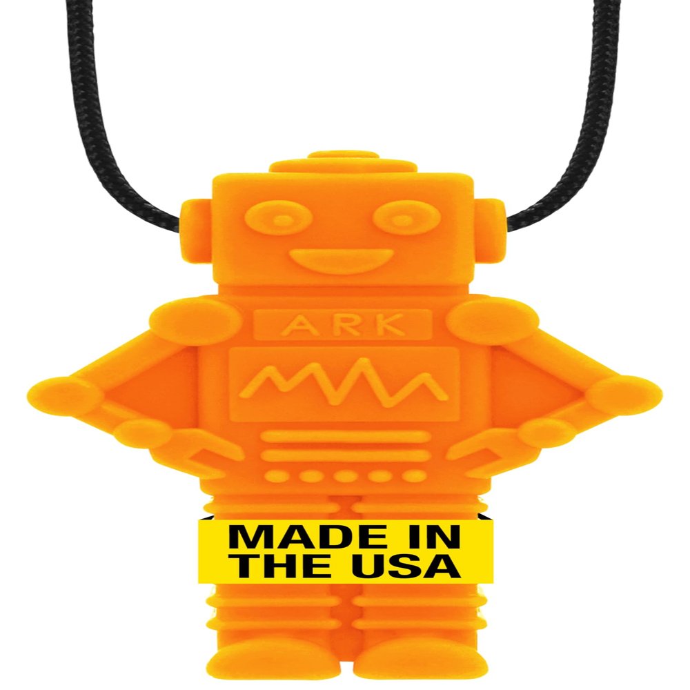 ARK RoboChew Sensory Chew Necklace, Chew Necklaces for Sensory Kids and Adults, Oral Fidget for Autism, ADHD, SPD, Anxiety, Medical-Grade Sensory Chew Necklace, XXT, Very Firm, Orange