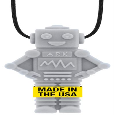 ARK RoboChew Sensory Chew Necklace, Chew Necklaces for Sensory Kids and Adults, Oral Fidget for Autism, ADHD, SPD, Anxiety, Medical-Grade Sensory Chew Necklace, Standard, Softest, Light Grey
