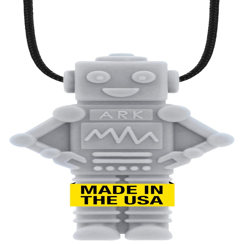 ARK RoboChew Sensory Chew Necklace, Chew Necklaces for Sensory Kids and Adults, Oral Fidget for Autism, ADHD, SPD, Anxiety, Medical-Grade Sensory Chew Necklace, Standard, Softest, Light Grey