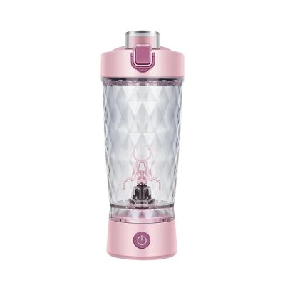 650ml Electric Protein Powder Mixing Cup Automatic Shaker Bottle Mixer Shake Bottle Milk Coffee Blender Kettle fro Gym outdoor(Pink)