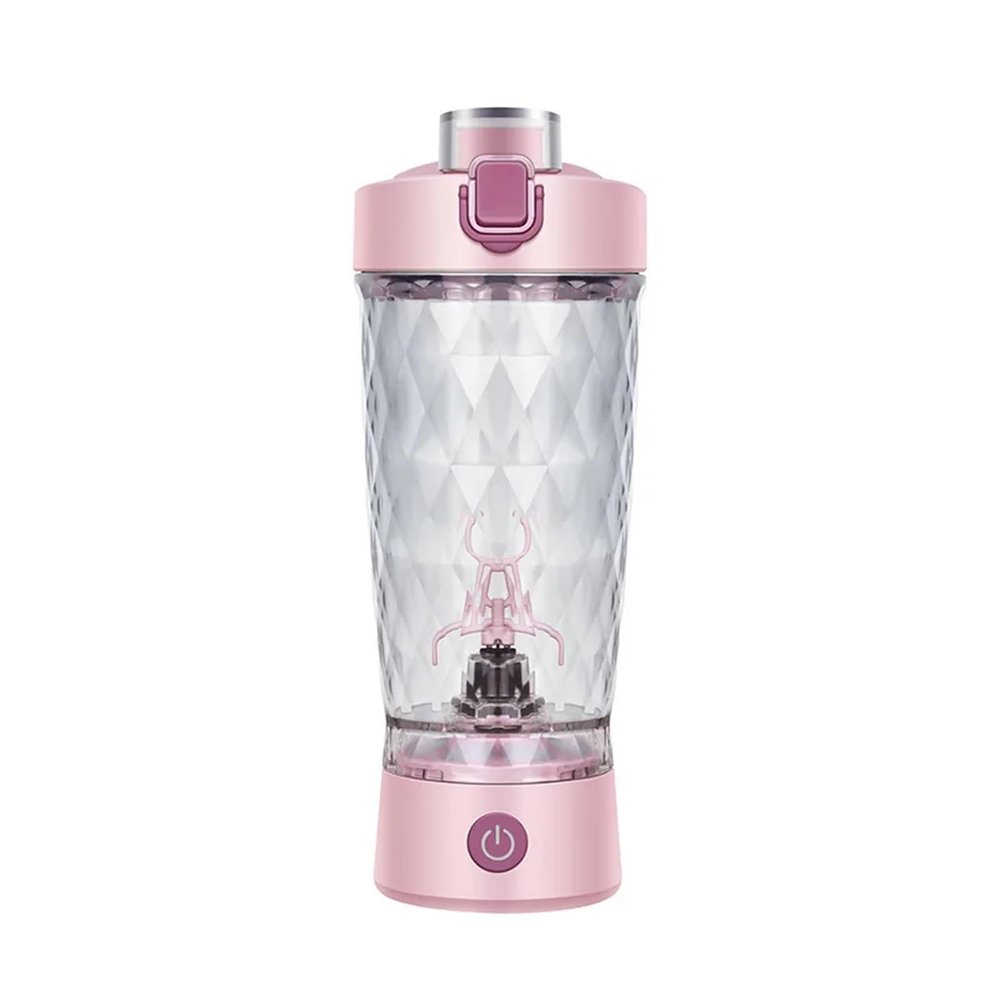 650ml Electric Protein Powder Mixing Cup Automatic Shaker Bottle Mixer Shake Bottle Milk Coffee Blender Kettle fro Gym outdoor(Pink)