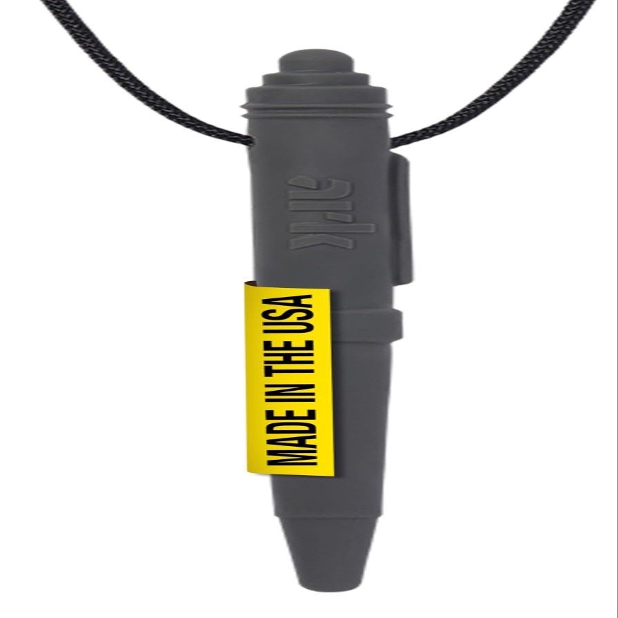 ARK Chewable Pen Necklace, Chew Necklaces for Sensory Kids and Adults, Oral Fidget for Autism, ADHD, SPD, Anxiety, Medical-Grade Sensory Chew Necklace, XXT, Very Firm, Dark Grey, Smooth