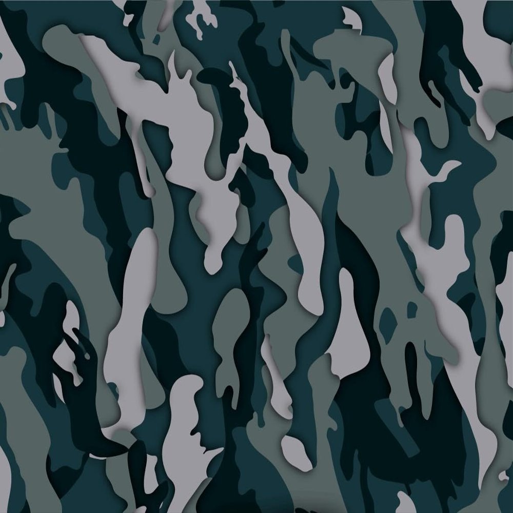 Multi Color Blue, Gray, Green & Black Camoflauge Pattern Edible Image Photo Cake Topper For Half Sheet Cake