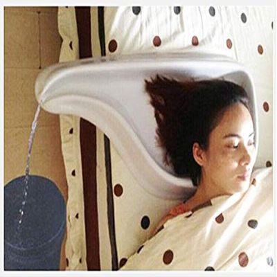 Portable Shampoo Basin for Bedridden Patients - Hair Washing Tray for Bed Use with Drain Hose | Inflatable & Adjustable Bed Bath Basin for Elderly, Disabled & Hospice Care
