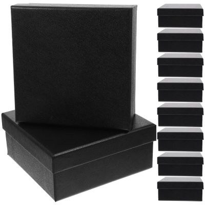 Outanaya 10Pcs Thickened Black Square Boxes Set, Ultra-Hard Belt Packaging Paper Boxes for Wedding, Party, and Present Storage