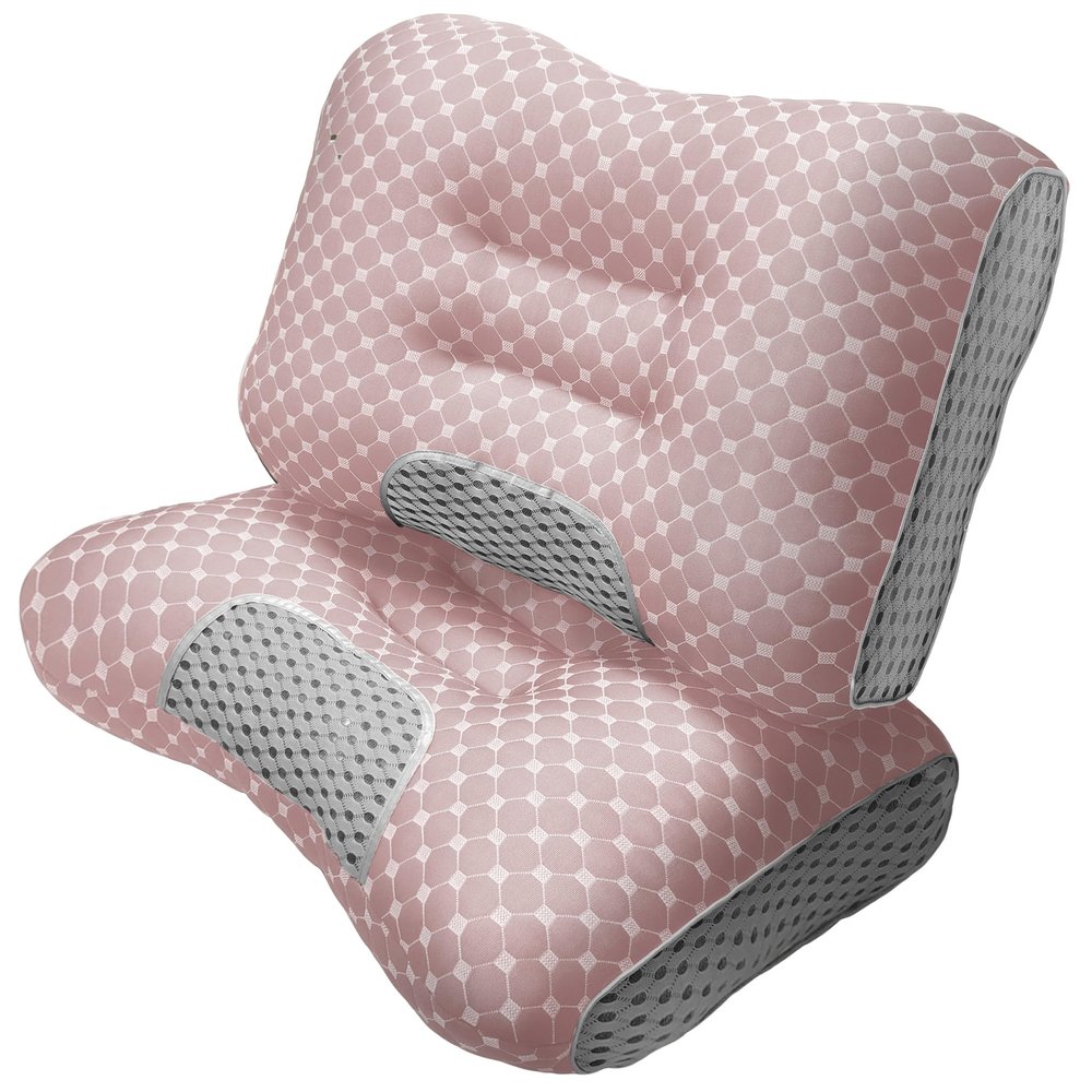 Alleviate Neck and Shoulder Pain with Pillows for Sleeping, Knitted Pillow SP Cervical Vertebra Protection (Light Pink)