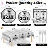 122 Pcs 2026 Graduation Plates and Napkins, Disposable Silver Grad Paper Tablware Serve 30, Class of 2026 Decorations Graduation Decorations, Congrats Grad for Kindergarten Grad Party Favors view 2