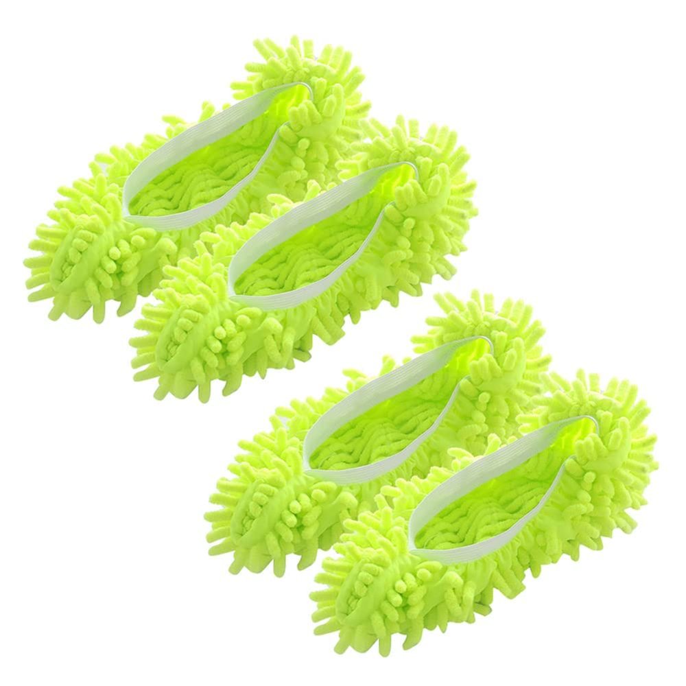 2 Pairs Mop Socks,Microfiber Mop Slippers,Washable Reusable Floor Cleaning Socks, Soft House Mop Covers (Green)