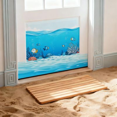 Teak Shower Mat, Non-Slip Bathroom Mat, Bathtub Wood Mat, 1.4" high, Easy to Clean and Maintenance-Free, Suitable for Bathroom spasauna athtub sideswimming Pool(23" x 19" (Rectangular))