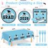 122 Pcs Graduation Plates and Napkins 2026 Serve 30, Disposable Graduation Decorations Class of 2026 Decorations, Skyblue Paper Plates and Napkins Forks Tablecloth Grad Tableware for Party Supplies view 2