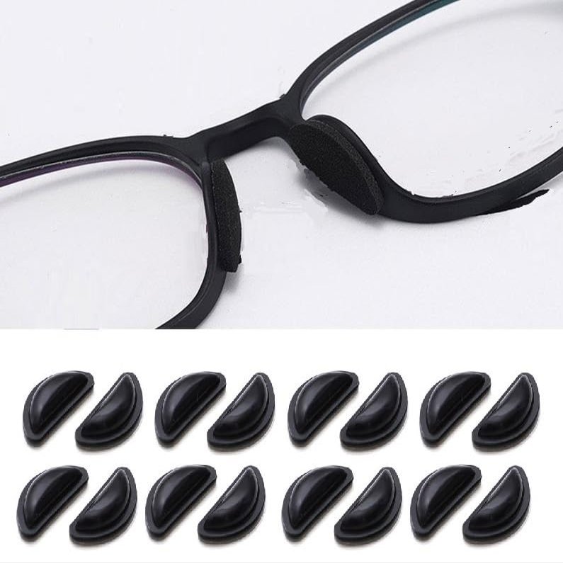 2 3 4 8 16 20 Pairs Eyeglasses Nose Pads, Stick On 3.5 mm Thickness Adhesive,Soft Silicone Comfort Anti Slip Flexible Nose Pieces for Glasses Sunglasses Reading Glasses Kits (16 Pairs Black)