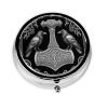 Mjolnir and Ravens Norse Mythology Symbol Circular Mini Organizer Case - Portable Metal Pill Box for Vitamins, Supplements view 1