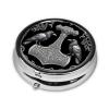 Mjolnir and Ravens Norse Mythology Symbol Circular Mini Organizer Case - Portable Metal Pill Box for Vitamins, Supplements view 2