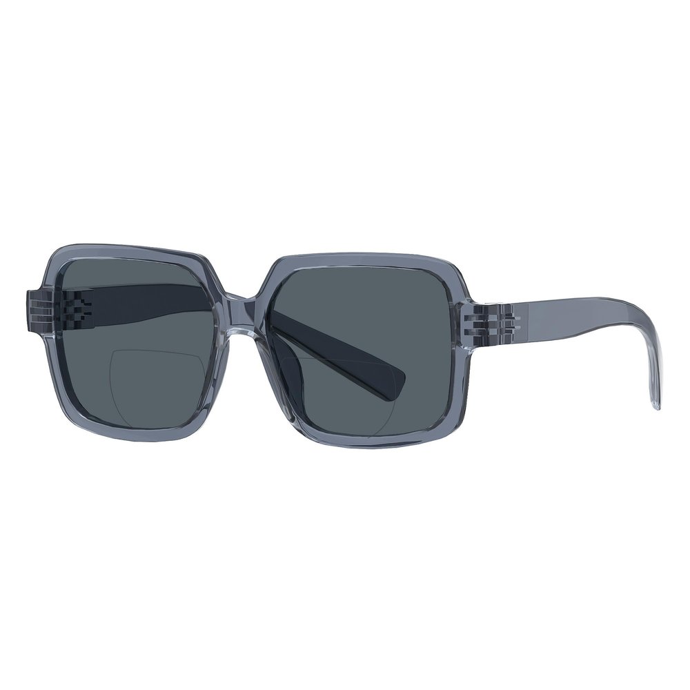 Eyekepper Metalless Screwless Spring Hinges Bifocal Sunglasses Men Women Sunshine Readers for Outdoor Sports, Driving & Fishing Grey +1.25