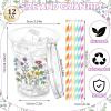 ZCPTZ 100 Sets Wildflower Plastic Cups with Straws & Lids 12 oz Floral Drinking Cups Flower Spring Disposable Cup for Wildflower Party Baby Shower Birthday Supplies view 2