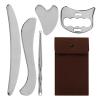5 in 1 Stainless Steel Muscle Scraper Tools Set, GuaSha Scraping Massage Tools Fascia Release Scraper for Muscle Pain Relief of Neck Shoulder Leg Body, Birthday Gift for Men Women(COLOR:Silver) view 1