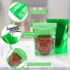 100 Pack Mylar Smell Proof Bags, Resealable Aluminum Foil Stand Up Pouches with Clear Window & Hang Hole, Reusable Zipper Lock Food Storage Heat Seal Sealable Bags for Packaging, Green 4.77.8 Inch view 3