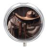 Horse Saddle with A Cowboy Hat Wild Round Metal Pill Box, 3 Compartments Portable Pill Case Mini Medication Organizer Travel Medication Holder to Hold Vitamins, Medication, Fish Oil view 1