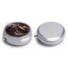 Horse Saddle with A Cowboy Hat Wild Round Metal Pill Box, 3 Compartments Portable Pill Case Mini Medication Organizer Travel Medication Holder to Hold Vitamins, Medication, Fish Oil view 3