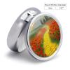 Poppies Field Yellow Brick Road Round Metal Pill Box, 3 Compartments Portable Pill Case Mini Medication Organizer Travel Medication Holder to Hold Vitamins, Medication, Fish Oil view 2