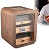 110-Cigar Humidor Cabinet with Spanish Cedar Lining, Digital Hygrometer, Large Drawers, Glossy Ebony Finish, Stylish Desktop Cigar Gift for Men (Gray with Sunroof) view 1