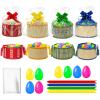 8Sets Large Easter Basket Foldable Easter Baskets with Handle Ribbon Cellophane Bags 24 Colorful Eggs for Easter Egg Hunt Baskets for Gifts Empty (8PCS- Large) view 1